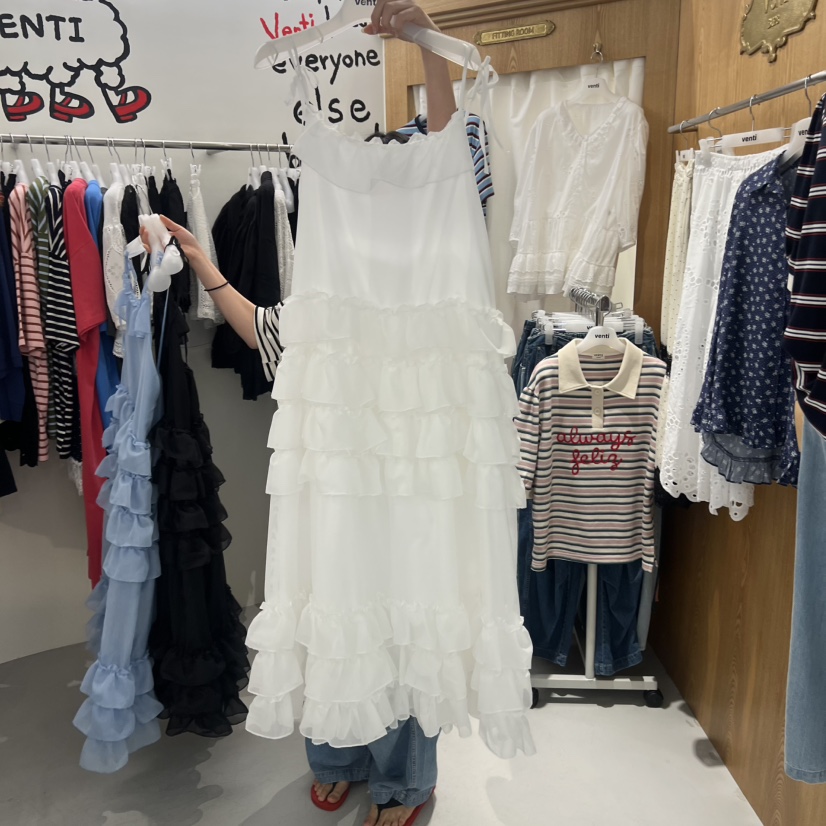 VENTI韓國直郵女士新品時尚人氣熱賣推薦連衣裙荷葉邊層疊VENTI連衣裙圖色1