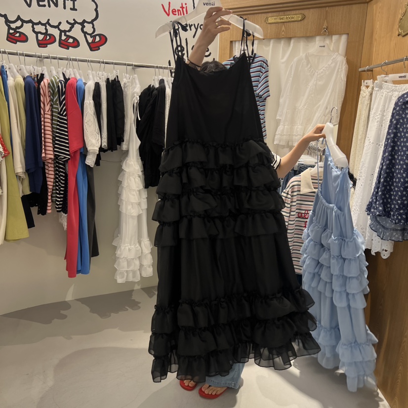 VENTI韓國直郵女士新品時尚人氣熱賣推薦連衣裙荷葉邊層疊VENTI連衣裙圖色3