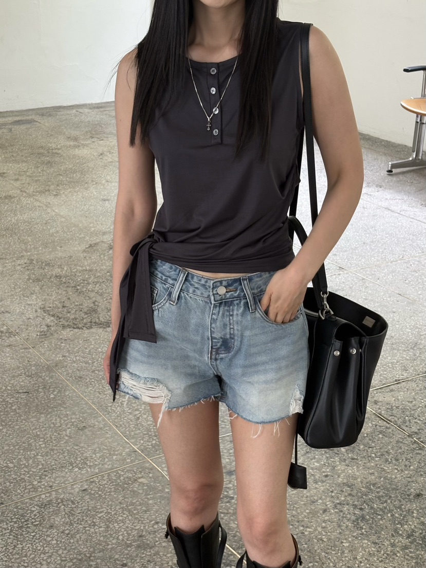 Verbena韓國直郵女士新品時尚26夏季休閑熱賣吊帶背心不對稱Verbena吊帶/背心