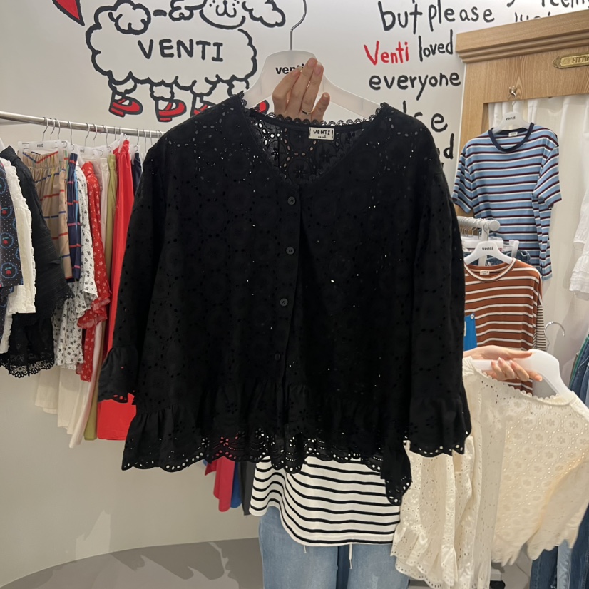 VENTI韓國直郵女裝新品時尚人氣熱賣26夏季休閑襯衫蕾絲衫VENTI襯衫/蕾絲衫圖色2