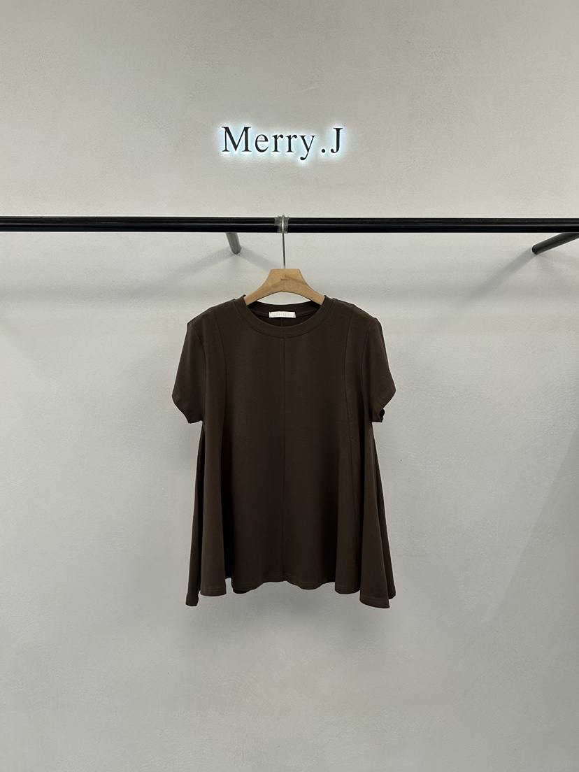 MERRY-J韓國直郵女士新款推薦休閑熱賣時尚26夏季T恤鏤空MERRY-JT恤圖色2棕色