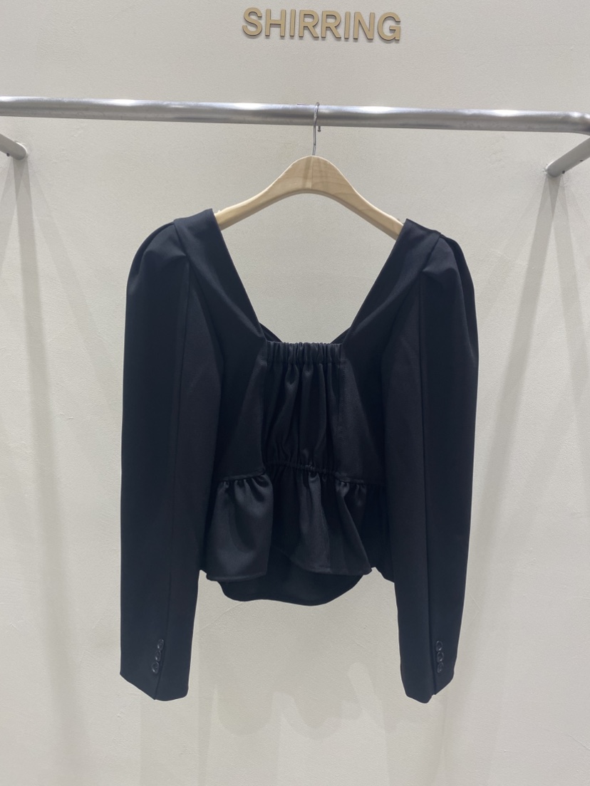 SHIRRING韓國東大門直郵女士新款休閑襯衫蕾絲衫打折緞帶SHIRRING襯衫/蕾絲衫