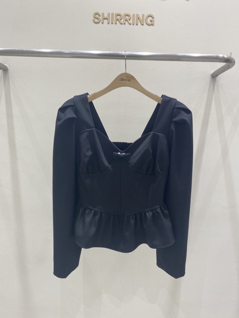SHIRRING韓國東大門直郵女士新款休閑襯衫蕾絲衫打折緞帶SHIRRING襯衫/蕾絲衫圖色2