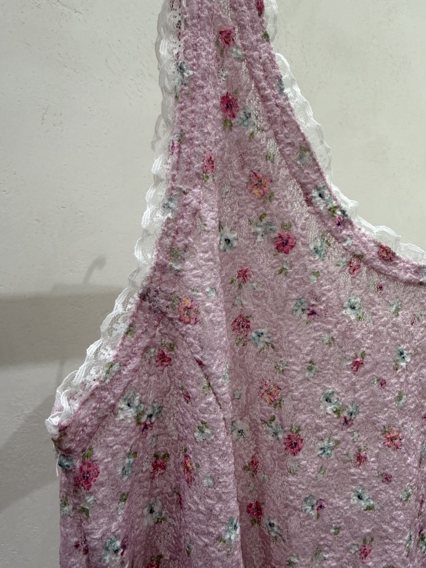 SHIRRING韓國直郵實拍女裝新品推薦吊帶背心花朵蕾絲無袖SHIRRING吊帶/背心
