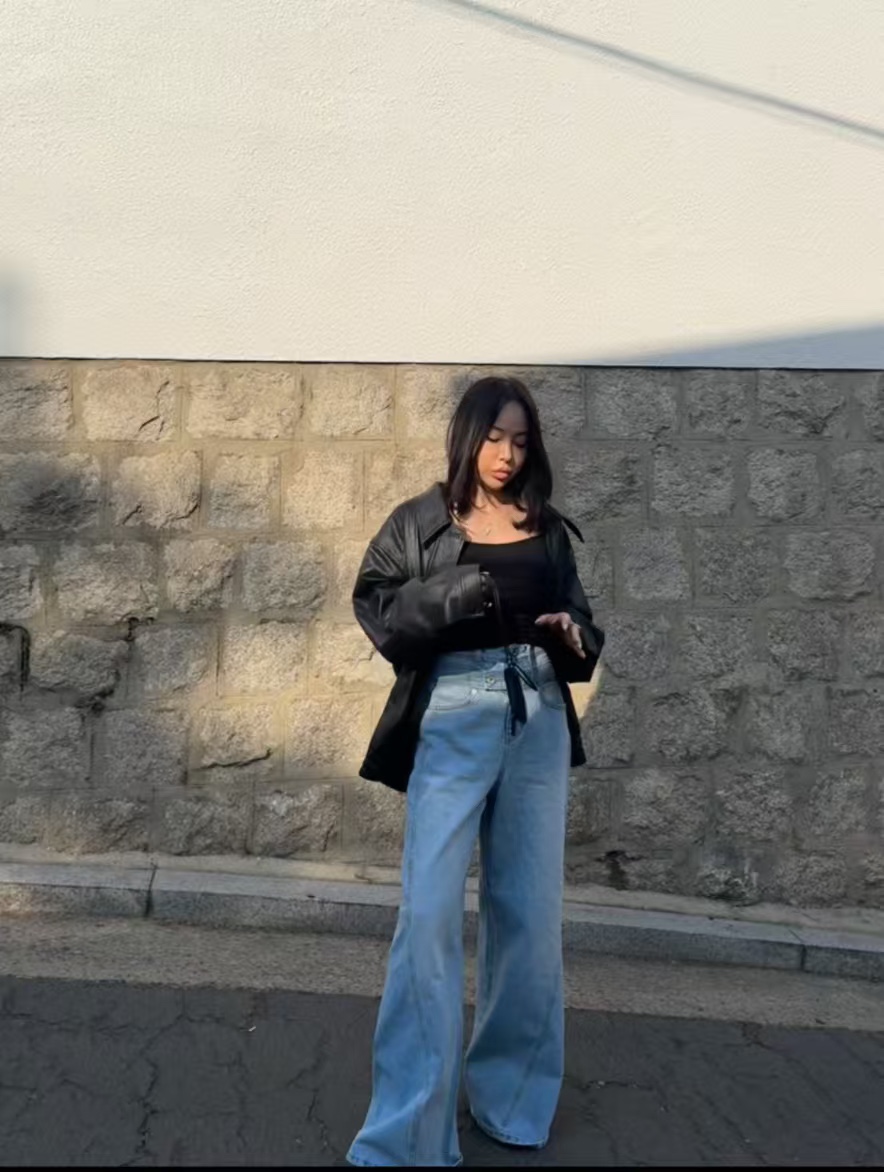 RIAH韓國直郵實拍女士新款時尚熱賣26夏季牛仔褲Sale打折腰帶RIAH牛仔褲