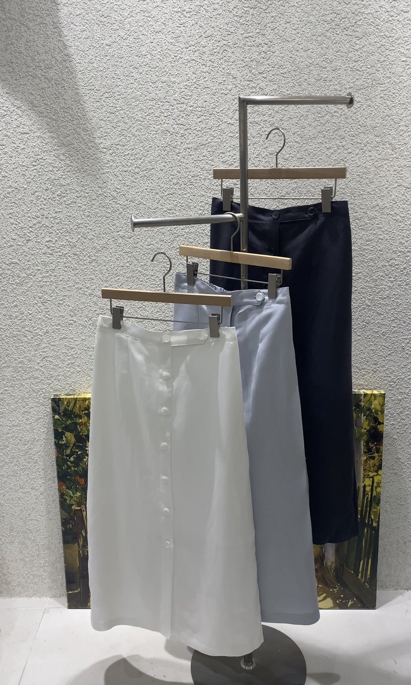 N BROWN韓國東大門代購女裝新品休閑熱賣長裙亞麻紐扣長款N BROWN長裙