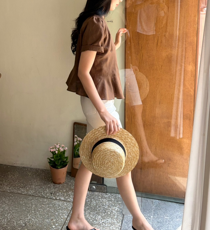 N BROWN韓國直郵實拍女士新品休閑人氣襯衫蕾絲衫V領亞麻N BROWN襯衫/蕾絲衫