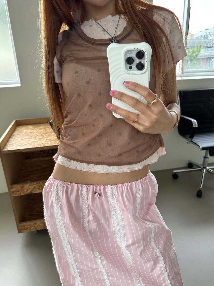 ZEROZERO韓國東大門直郵女裝新品熱賣人氣休閑T恤圓點層疊ZEROZEROT恤