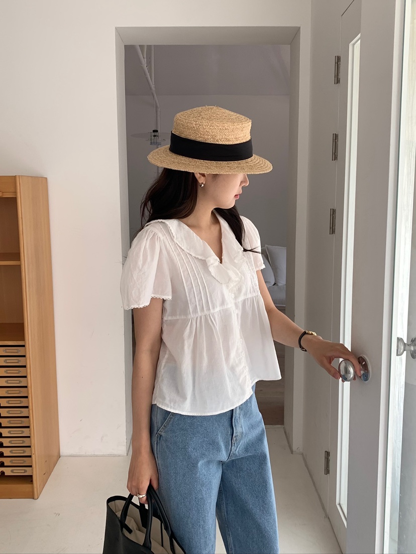 BLEECKER東大門實拍韓國女士新款休閑熱賣襯衫蕾絲衫褶裥BLEECKER襯衫/蕾絲衫