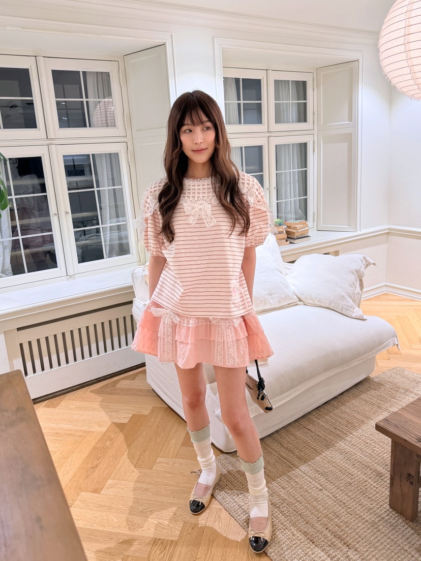 BOUTIQUE-L韓國直郵實拍女裝新款熱賣26夏季人氣休閑T恤BOUTIQUE-LT恤