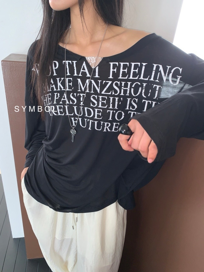 SYMBOL韓國直郵實拍女裝新款26夏季時尚休閑人氣熱賣長袖T恤SYMBOL長袖T恤