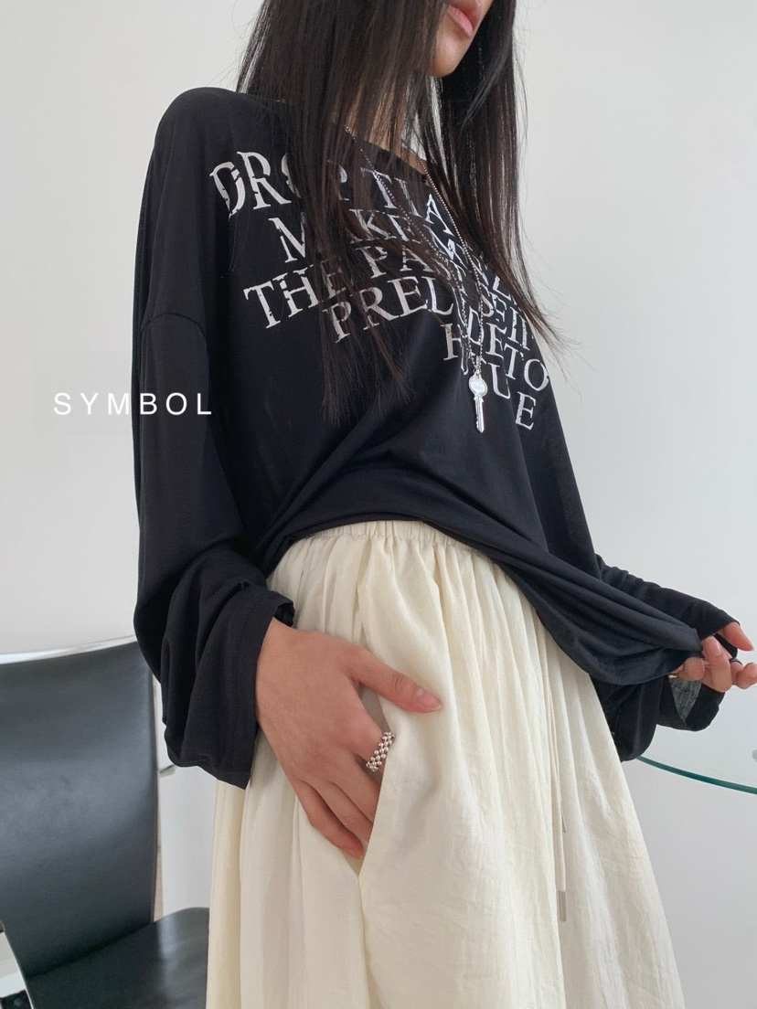 SYMBOL韓國直郵實拍女裝新款26夏季時尚休閑人氣熱賣長袖T恤SYMBOL長袖T恤