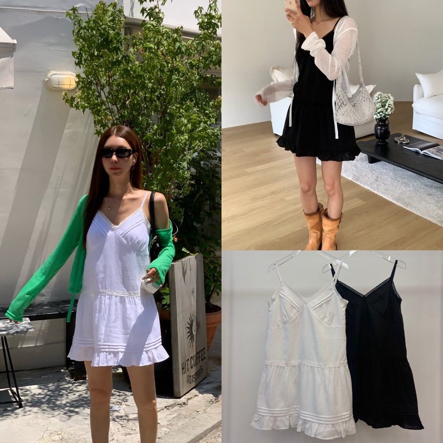 REVE CITE-L韓國直郵實拍女士新品人氣推薦連衣裙蕾絲亞麻REVE CITE-L連衣裙