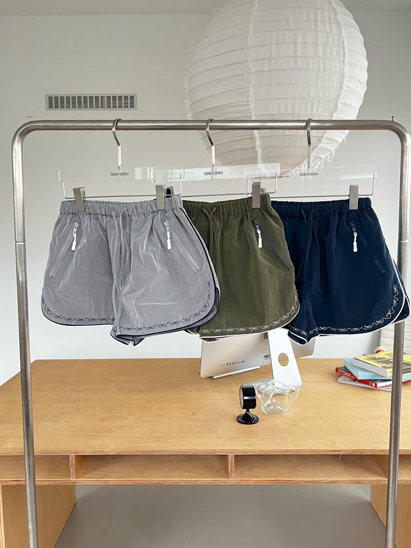 ZEROZERO韓國東大門代購女士新款26夏季短褲尼龍刺繡緞帶ZEROZERO短褲圖色3