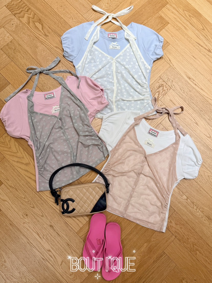 BOUTIQUE-L韓國東大門直郵女士新品26夏季休閑推薦T恤露背BOUTIQUE-LT恤