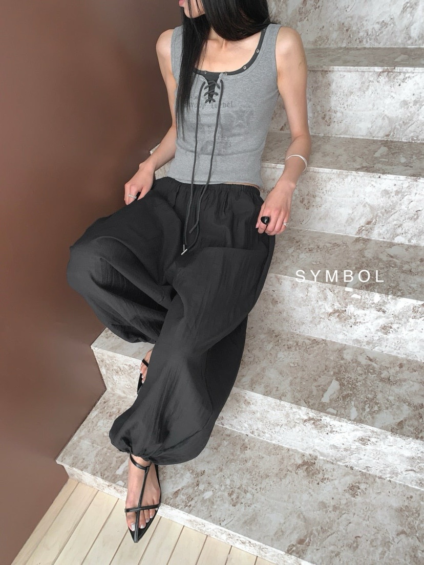 SYMBOL韓國直郵實拍女士新款時尚熱賣人氣休閑吊帶背心孔眼SYMBOL吊帶/背心