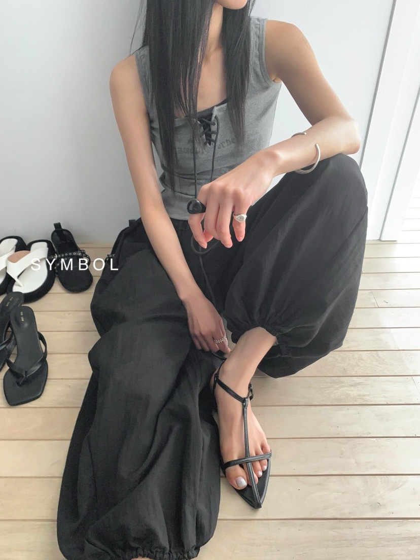 SYMBOL韓國直郵實拍女士新款時尚熱賣人氣休閑吊帶背心孔眼SYMBOL吊帶/背心