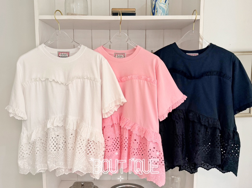 BOUTIQUE-L韓國直郵實拍女裝新款熱賣26夏季推薦T恤蕾絲BOUTIQUE-LT恤