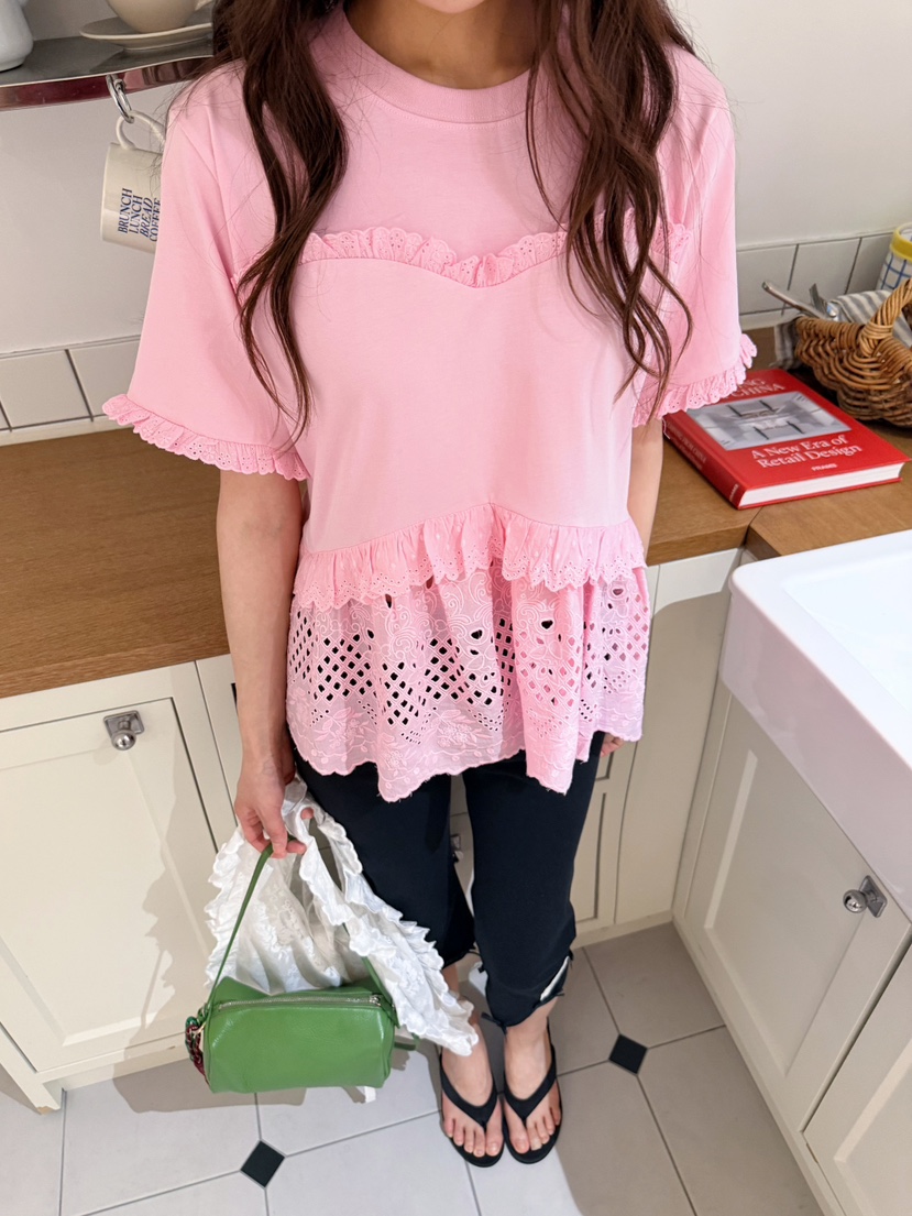 BOUTIQUE-L韓國直郵實拍女裝新款熱賣26夏季推薦T恤蕾絲BOUTIQUE-LT恤