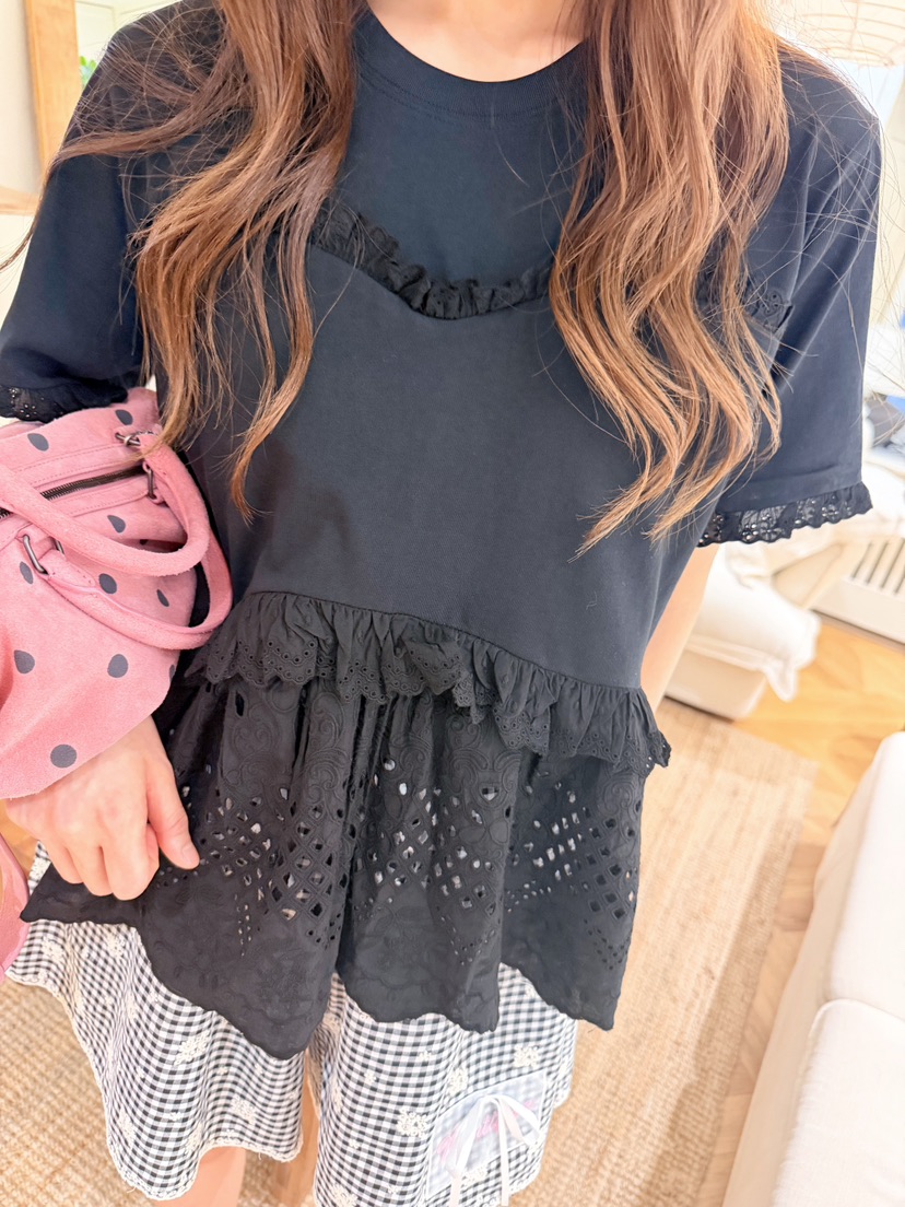 BOUTIQUE-L韓國直郵實拍女裝新款熱賣26夏季推薦T恤蕾絲BOUTIQUE-LT恤