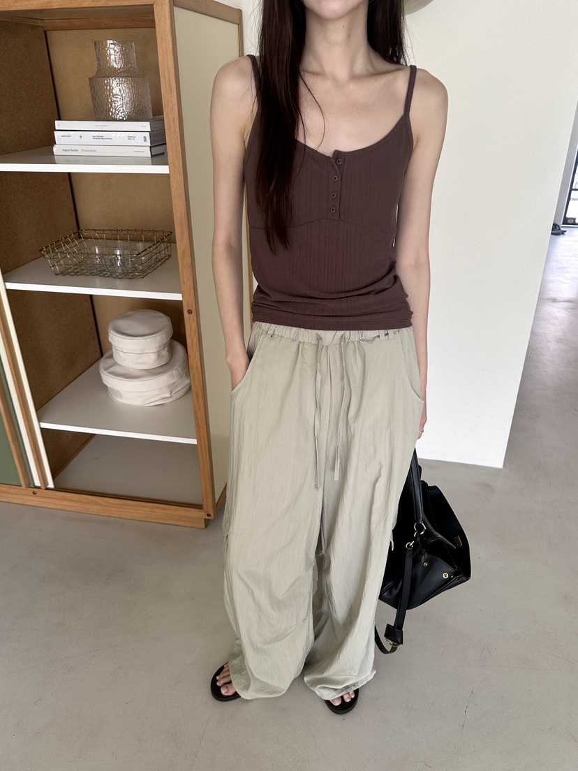 BOWIE韓國直郵女士新款推薦人氣26夏季休閑吊帶背心無袖羅紋BOWIE吊帶/背心