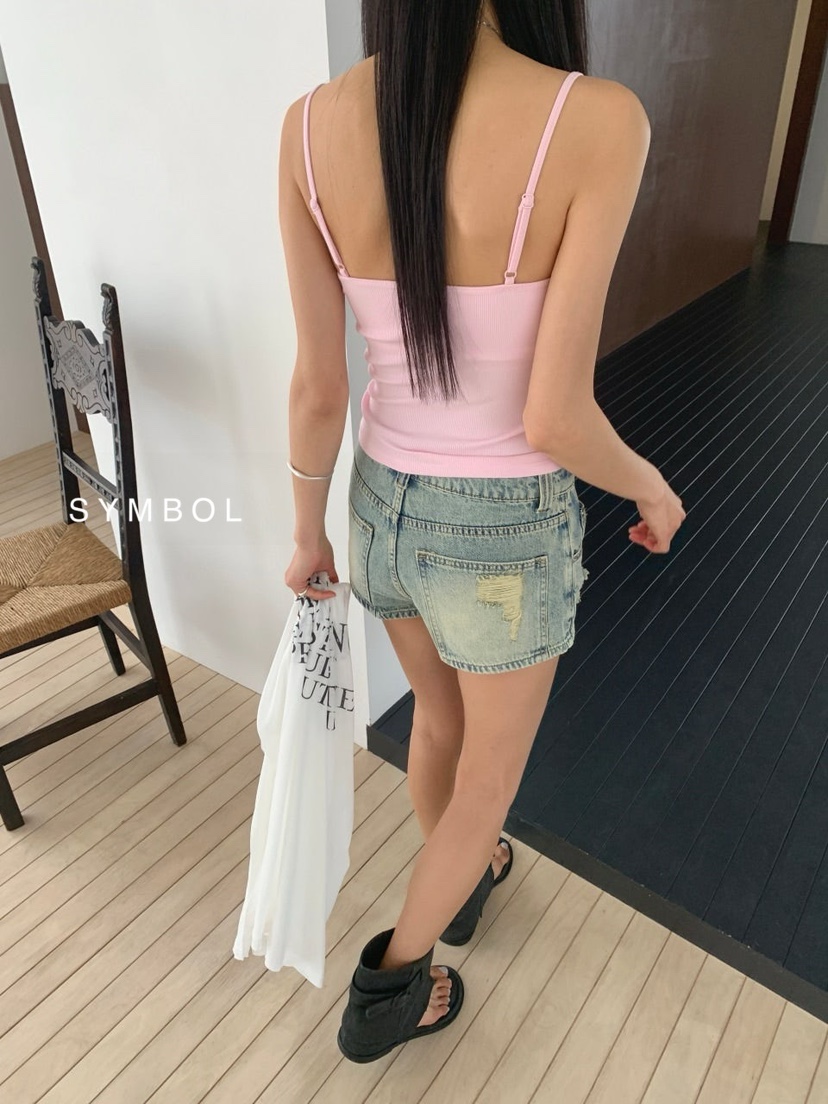 SYMBOL韓國東大門代購女裝新品時尚26夏季吊帶背心蕾絲紐扣SYMBOL吊帶/背心