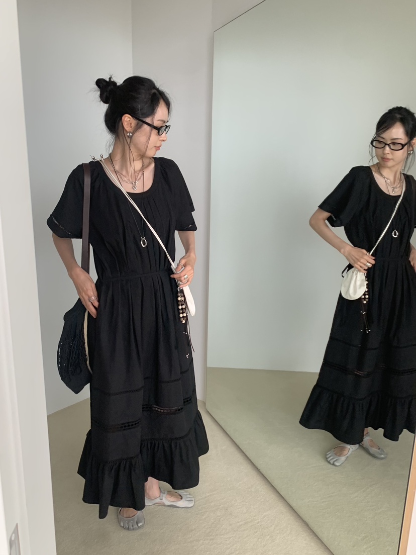 LOFN韓國東大門直郵女士新款推薦人氣休閑連衣裙OPS含腰繩LOFN連衣裙