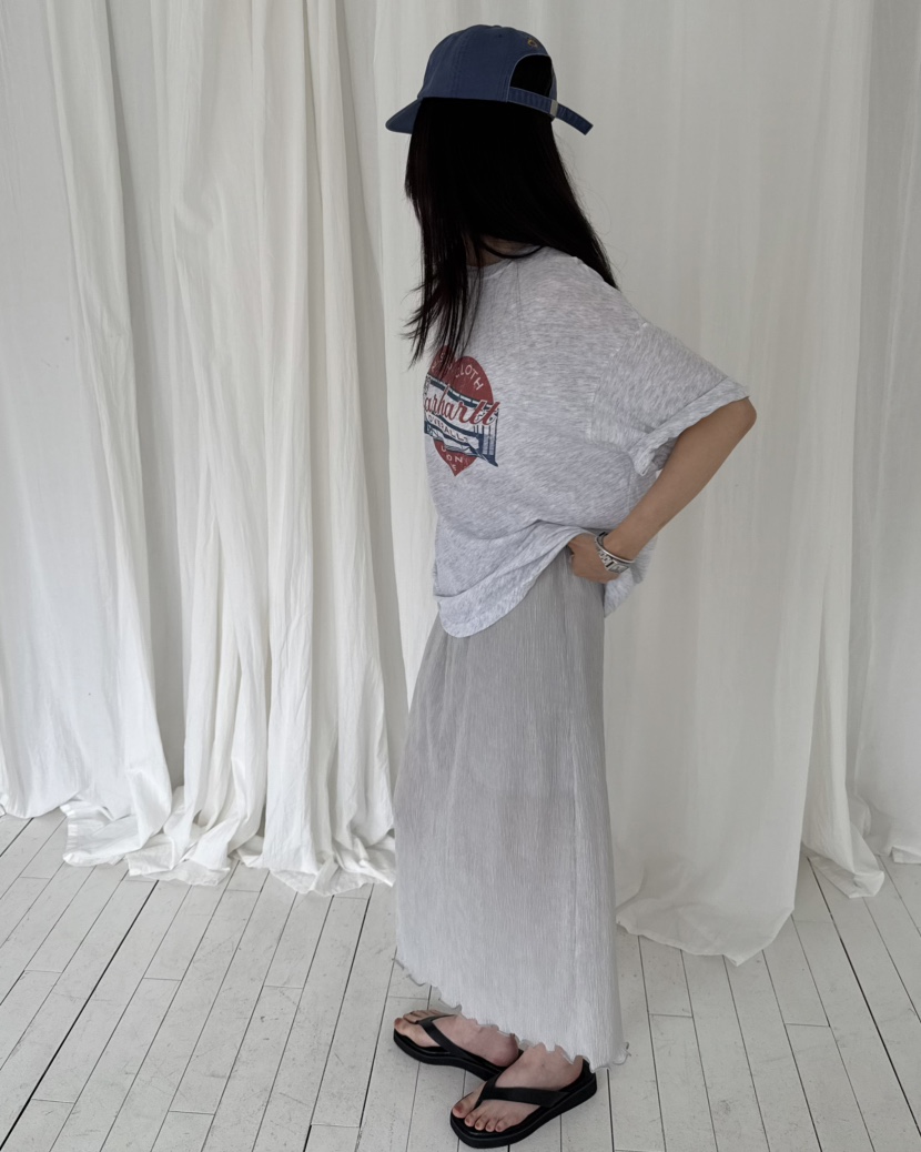 HOWDY/FACT THE NERD韓國直郵女裝新款熱賣26夏季長裙褶裥HOWDY/FACT THE NERD長裙