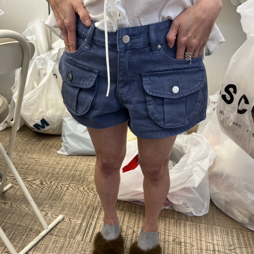 BEEN-A韓國直郵女裝新款26夏季推薦休閑熱賣短褲口袋紐扣BEEN-A短褲圖色1