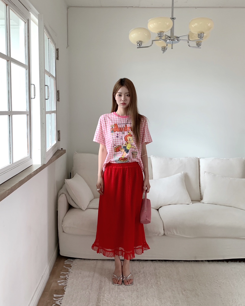 MAISONDEGLORY韓國代購女士新品熱賣時尚休閑T恤格子撞色MAISON DE GLORYT恤