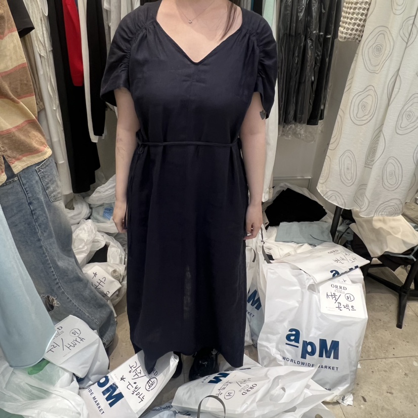 ORRD韓國東大門代購女裝新款時尚推薦休閑連衣裙含繩亞麻ORRD連衣裙圖色2