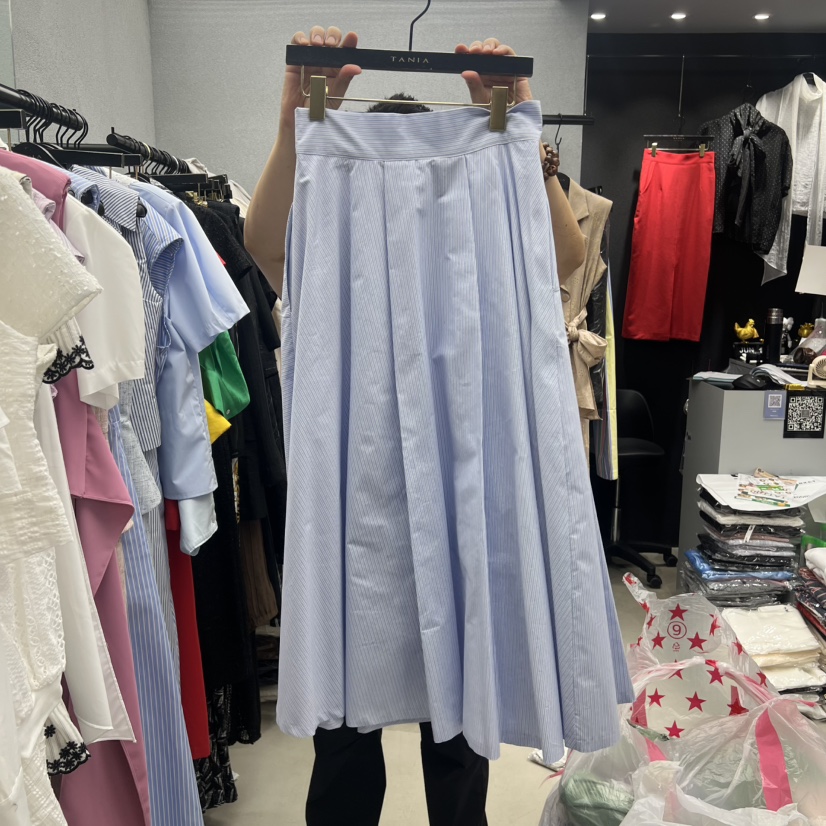 TANIA韓國代購女士新品熱賣時尚人氣休閑26夏季推薦長裙條紋TANIA長裙