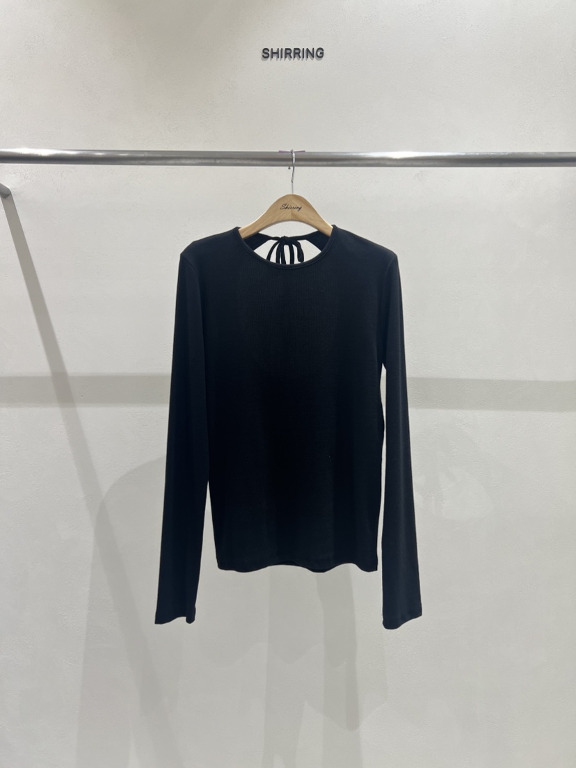 SHIRRING韓國東大門直郵女裝新款休閑長袖T恤打折開衩羅紋SHIRRING長袖T恤圖色3