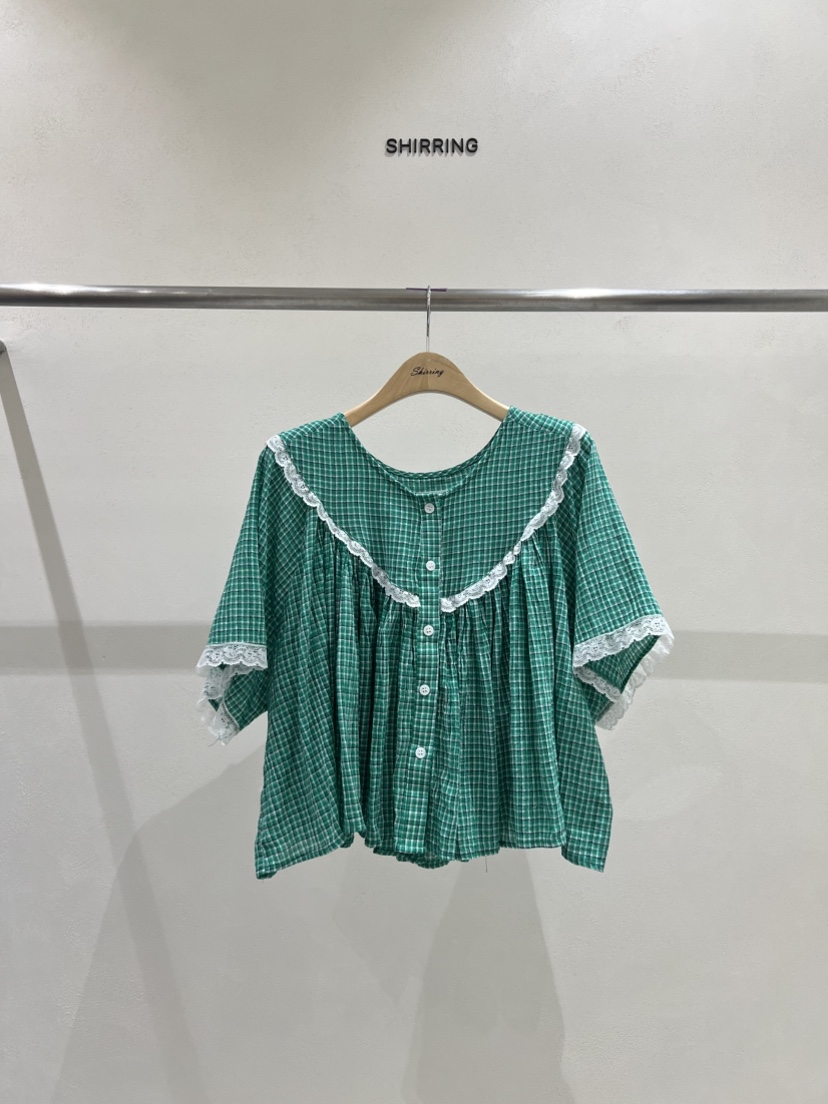 SHIRRING韓國直郵女裝新品熱賣休閑26夏季襯衫蕾絲衫打折SHIRRING襯衫/蕾絲衫圖色1
