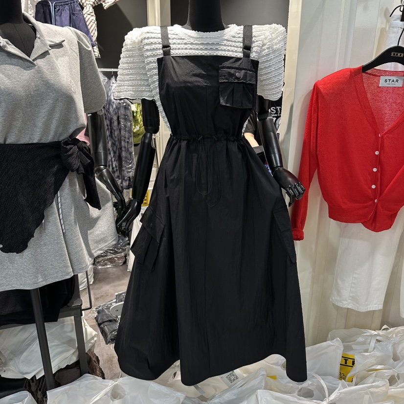STAR-L韓國代購女士新品休閑熱賣26夏季連衣裙不含內搭吊帶裙STAR-L連衣裙圖色1黑色