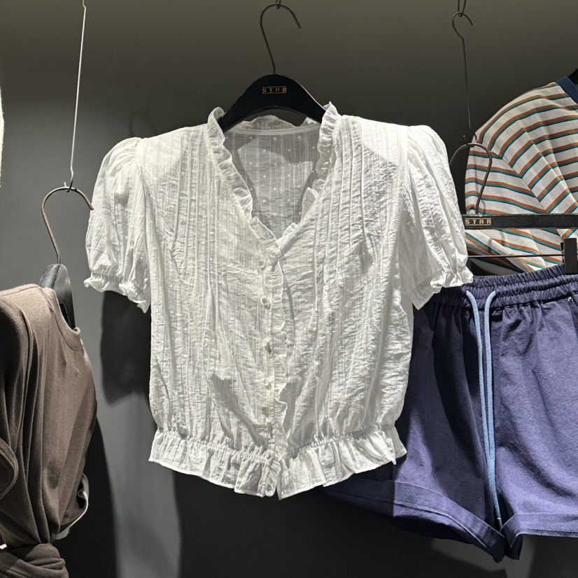 STAR-L韓國代購女士新款推薦休閑26夏季熱賣襯衫蕾絲衫圓點STAR-L襯衫/蕾絲衫圖色1