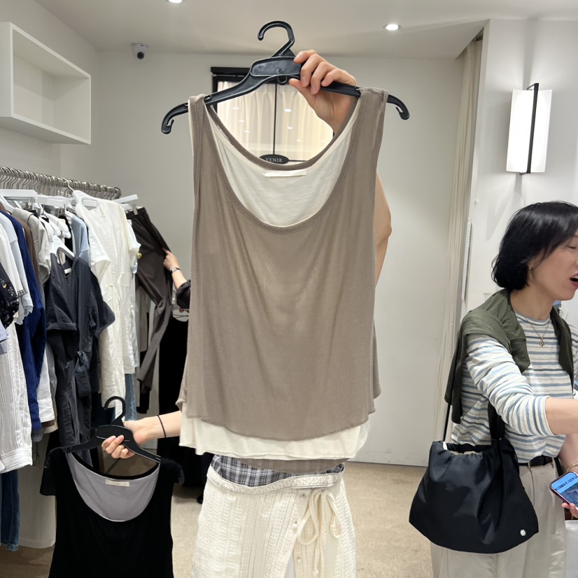 VENIR-a韓國東大門直郵女裝新品休閑時尚吊帶背心假兩件VENIR-a吊帶/背心圖色4