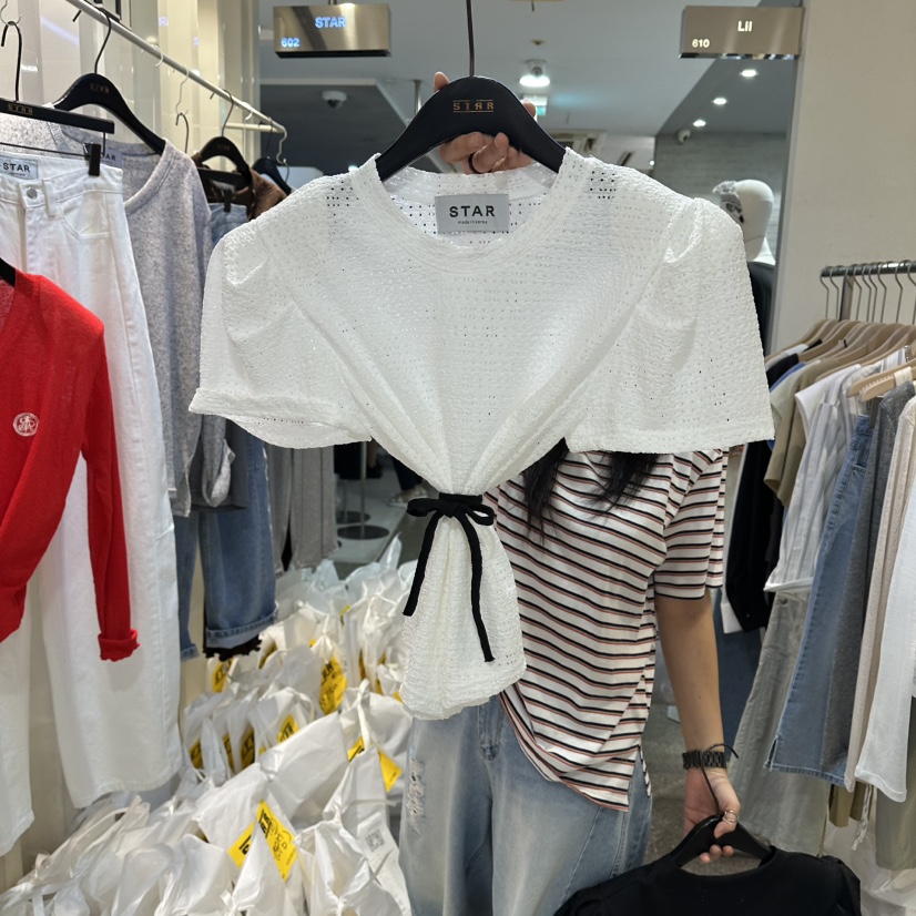 STAR-L韓國直郵女裝新款時尚人氣26夏季推薦T恤不含腰繩STAR-LT恤圖色1