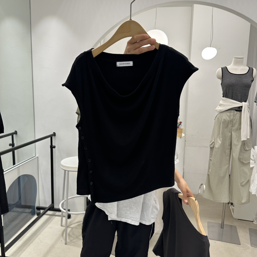 GOLDEN MARKET韓國直郵女裝新品推薦休閑人氣26夏季熱賣T恤GOLDEN MARKETT恤圖色3黑色