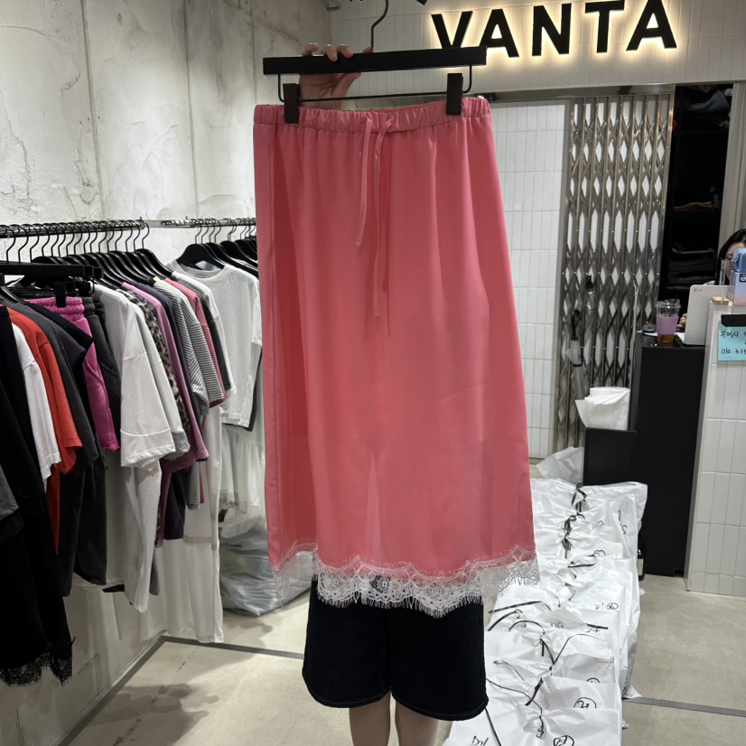 VANTA韓國代購女士新款時尚人氣推薦休閑26夏季長裙蕾絲絲綢VANTA長裙圖色1