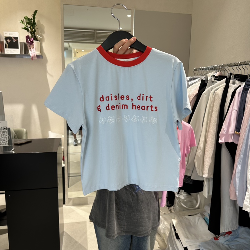 LIVU/MEMO CLASSIC韓國直郵女裝新品26夏季時尚T恤刺繡LIVU/MEMO CLASSICT恤圖色1