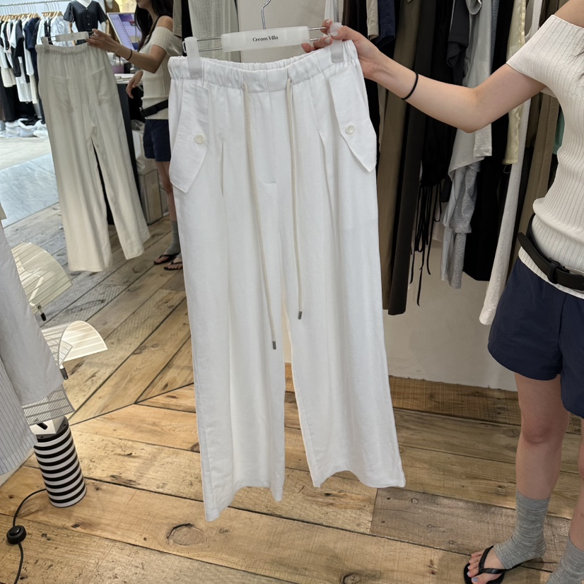 CREAM VILLA韓國東大門代購女裝新品26夏季休閑褲亞麻CREAM VILLA休閑褲圖色1