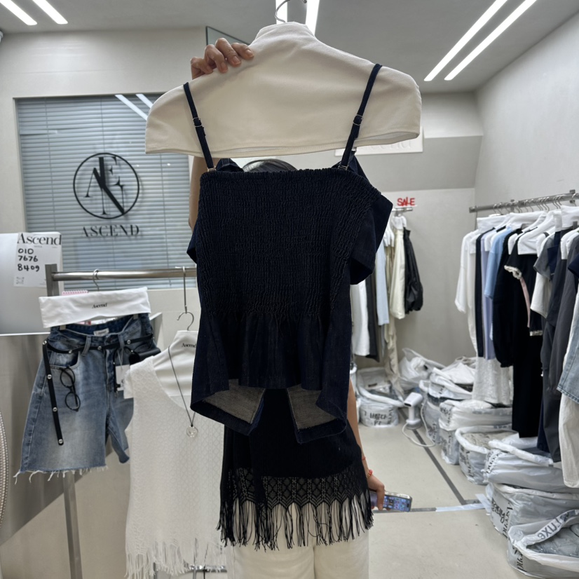 ASCEND韓國東大門直郵女士新品熱賣推薦休閑吊帶背心緞帶ASCEND吊帶/背心