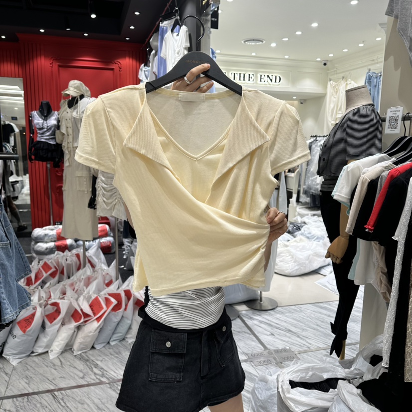 MONOPOLY東大門實拍韓國女裝新品人氣熱賣休閑26夏季T恤假兩件MONO_POLYT恤圖色2