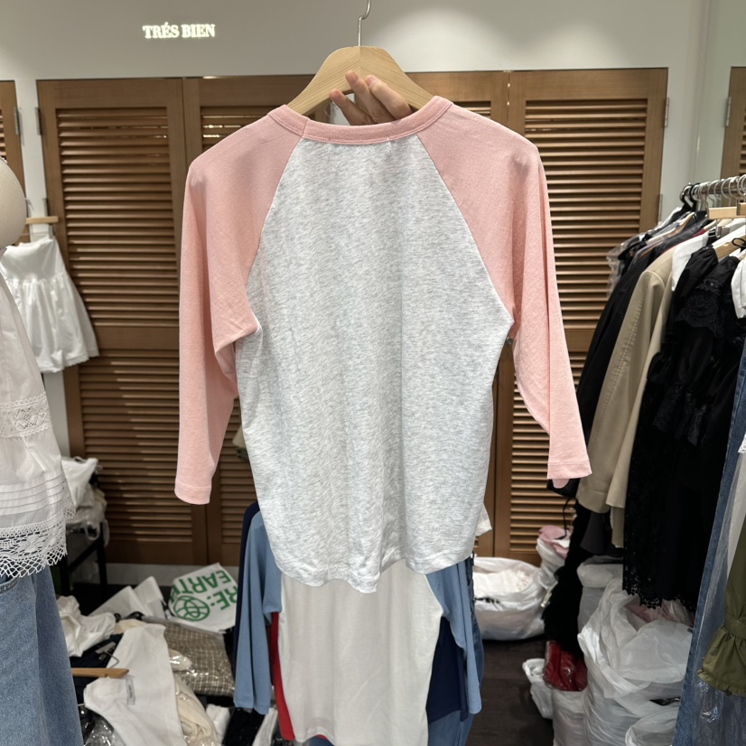TRES BIEN韓國直郵女裝新品推薦時尚熱賣休閑長袖T恤插肩袖TRES BIEN長袖T恤