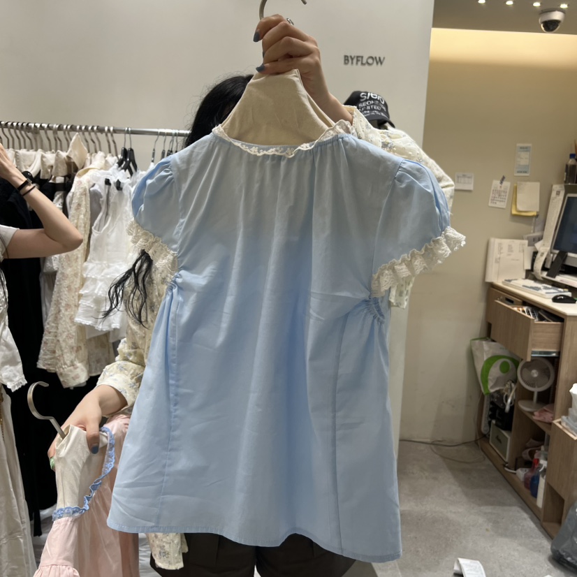 BY FLOW韓國東大門直郵女士新品休閑26夏季人氣襯衫蕾絲衫BY FLOW襯衫/蕾絲衫
