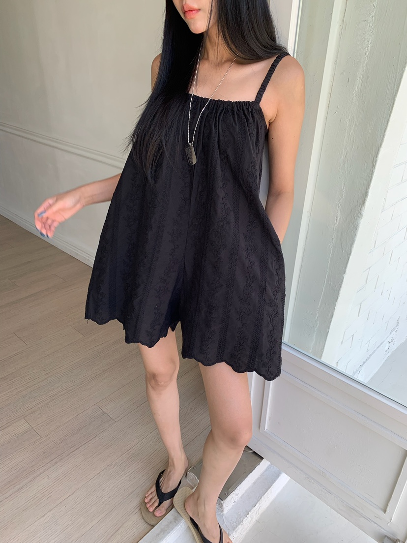 BADCALM東大門實拍韓國女士新品推薦休閑熱賣背帶褲刺繡棉BADCALM背帶褲