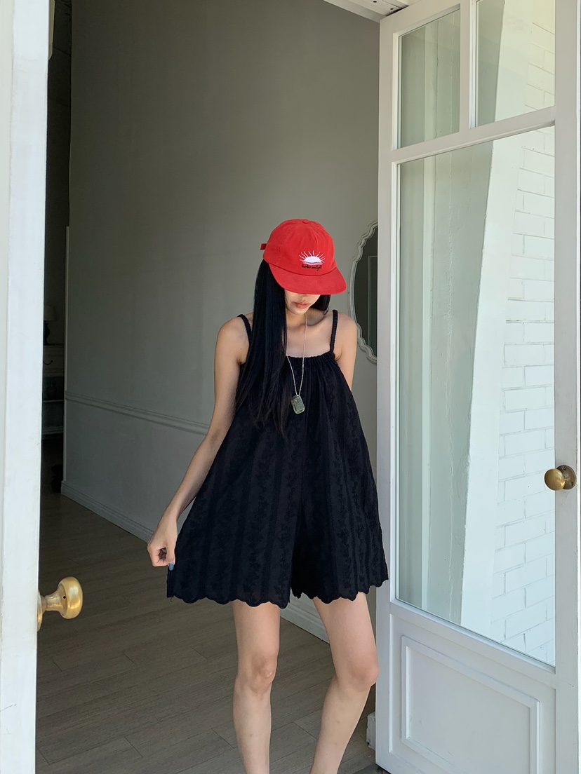 BADCALM東大門實拍韓國女士新品推薦休閑熱賣背帶褲刺繡棉BADCALM背帶褲