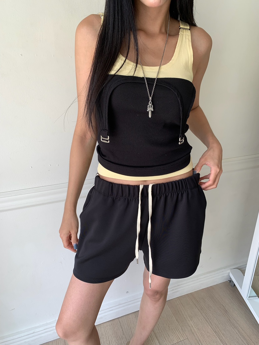BADCALM韓國直郵女裝新品熱賣休閑26夏季人氣吊帶背心羅紋BADCALM吊帶/背心