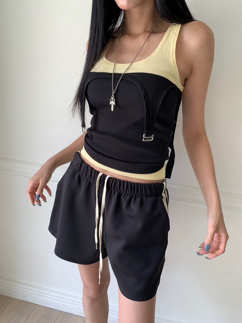 BADCALM韓國直郵女裝新品熱賣休閑26夏季人氣吊帶背心羅紋BADCALM吊帶/背心